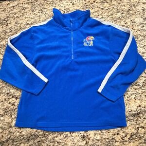 OVB Kansas Jayhawks Fleece Pullover Mens XXL Blue Quarter Zip KU‎ Jacket Conner